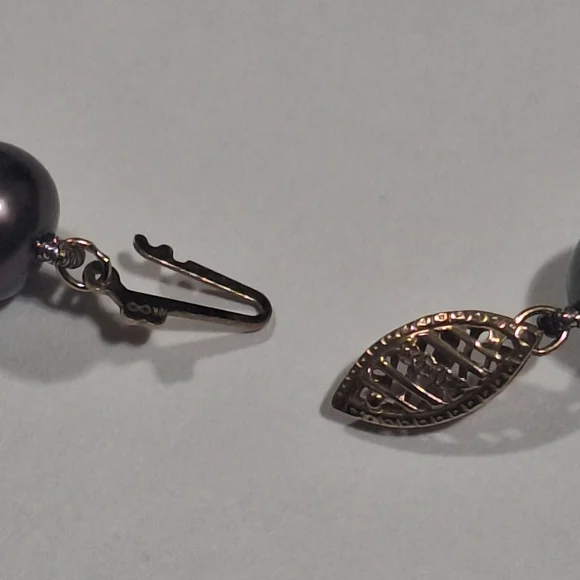 Vintage 10k Fish Hook Clasp 8mm Fresh Water Black Pearl Necklace 18" - Picture 12 of 12
